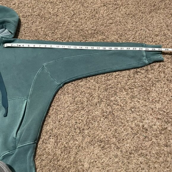 FP MOVEMENT Free People Heather Green Hooded Sweatshirt w/ Kangaroo Pockets Sz S - Picture 7 of 8